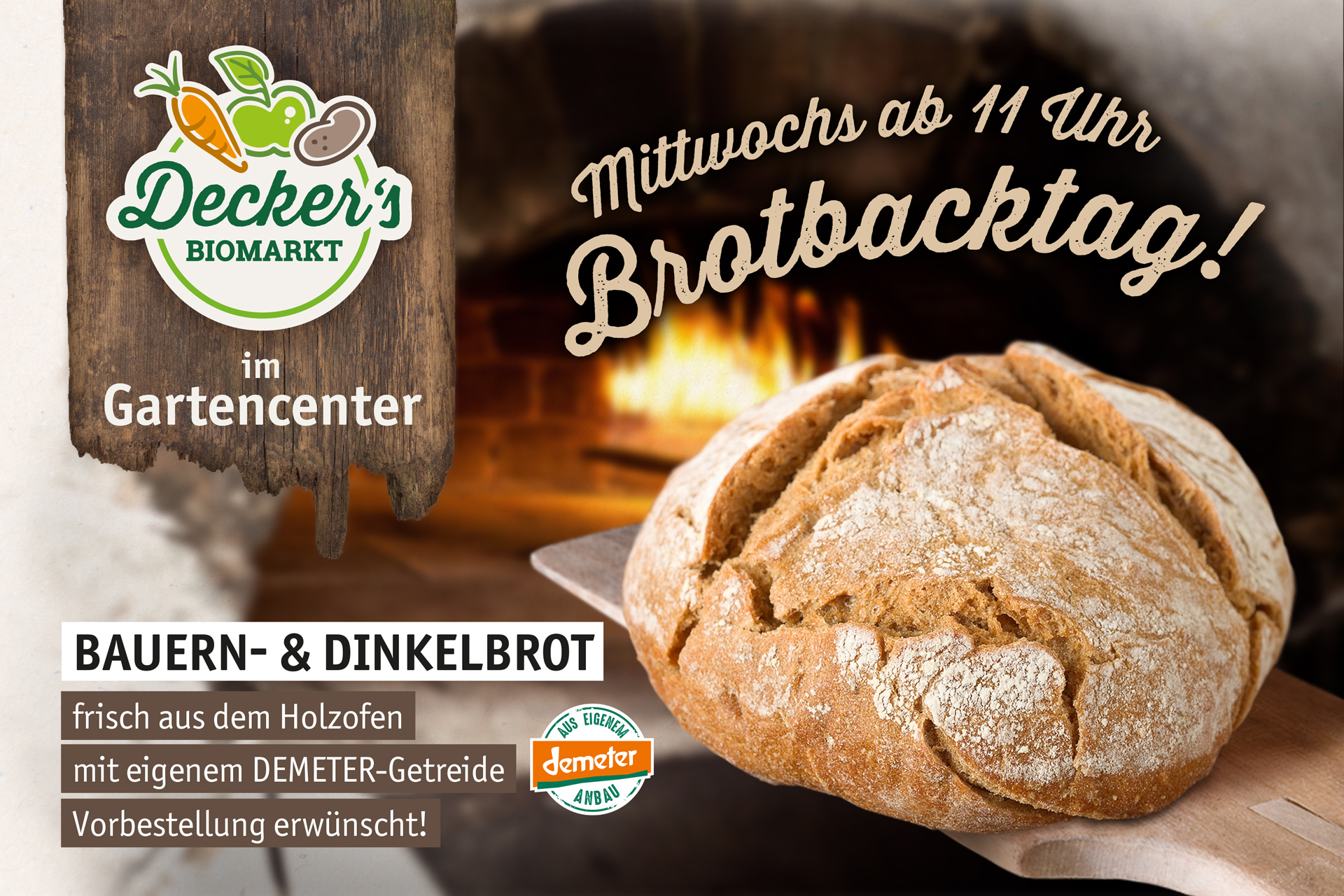 Immer mittwochs ab 11 Uhr - Frisches Holzofenbrot
